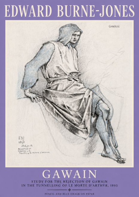 Edward Burne-Jones Gawain - Study for the Rejection of Gawain in the Tunnelling of Le Morte D'arthur, 1893 No4 - Plakát
