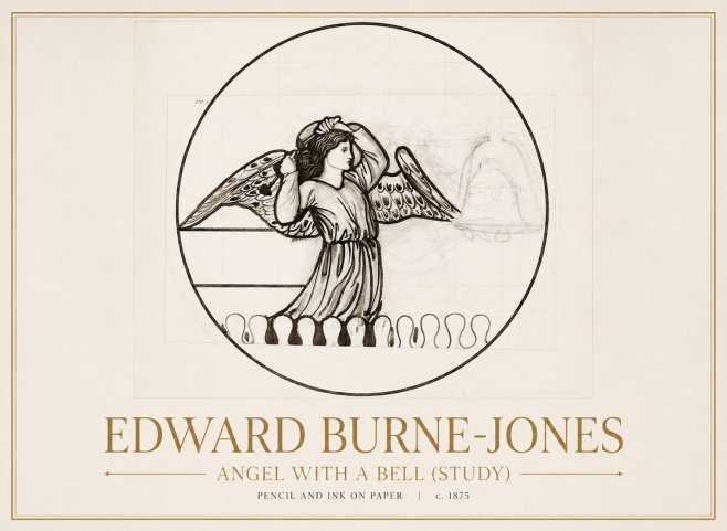 Edward Burne-Jones Angel with a Bell (Study) No1 - Plakát