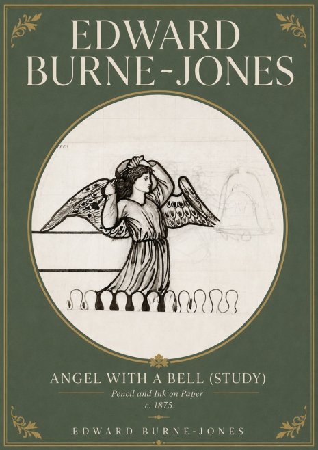 Edward Burne-Jones Angel with a Bell (Study) No4 - Plakát