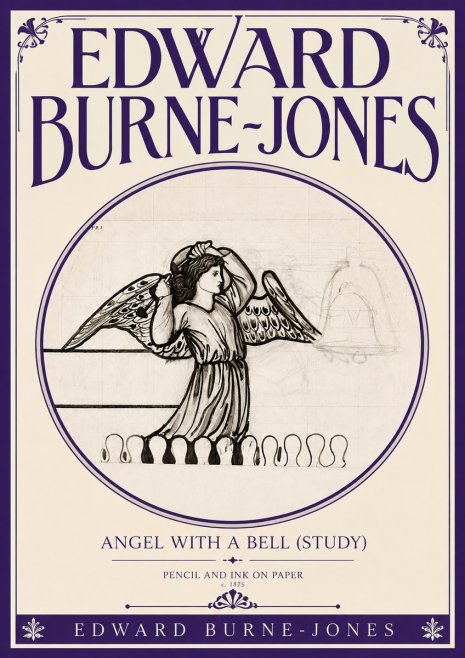 Edward Burne-Jones Angel with a Bell (Study) No6 - Plakát