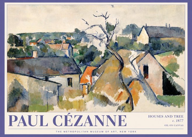 Paul Cézanne Houses and Tree No3 - Plakát