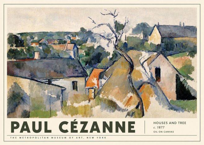 Paul Cézanne Houses and Tree No5 - Plakát