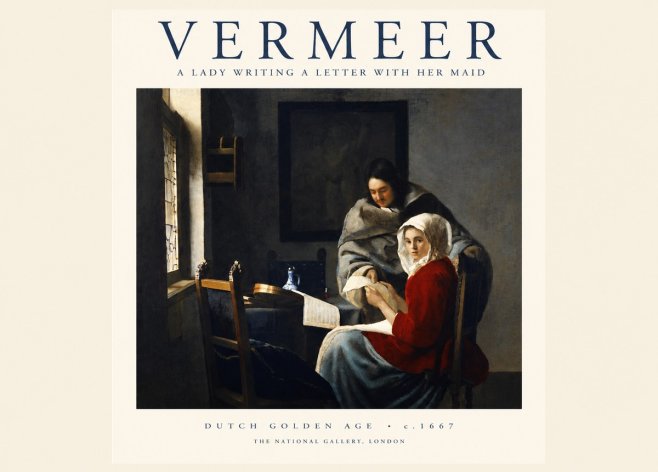 Vermeer A Lady Writing a Letter with Her Maid I No1 - Plakát