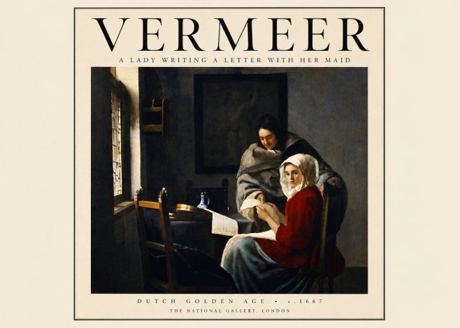 Vermeer A Lady Writing a Letter with Her Maid I No3 - Plakát