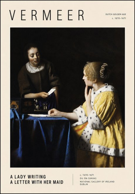 Vermeer A Lady Writing a Letter with Her Maid II No3 - Plakát