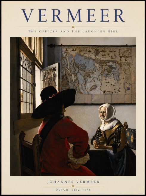 Vermeer The Officer and the Laughing Girl No5 - Plakát