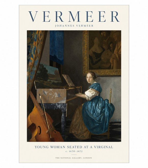 Vermeer Young Woman Seated at a Virginal No1 - Plakát