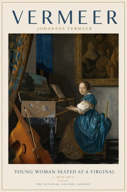 Vermeer Young Woman Seated at a Virginal No3 - Plakát