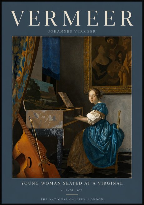 Vermeer Young Woman Seated at a Virginal No5 - Plakát