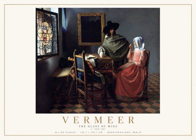 Vermeer The Glass of Wine No2 - Plakát