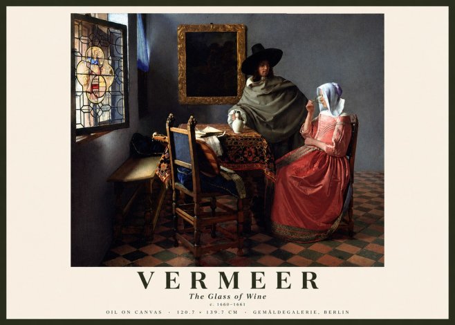 Vermeer The Glass of Wine No3 - Plakát