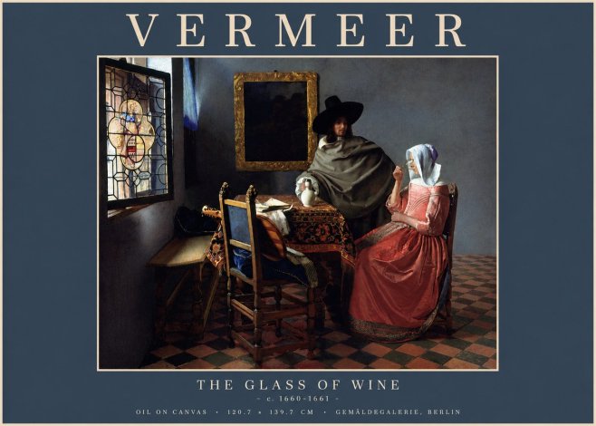 Vermeer The Glass of Wine No4 - Plakát