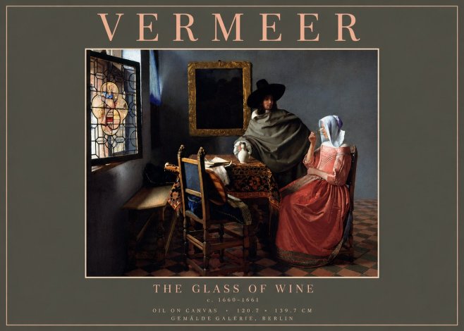 Vermeer The Glass of Wine No6 - Plakát