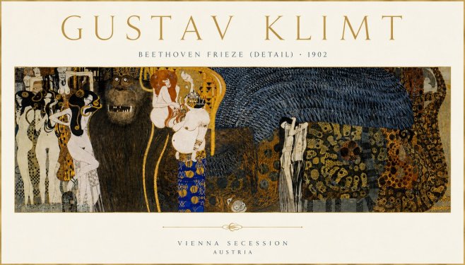 Klimt Beethoven Frieze (Detail) No4 - Plakát