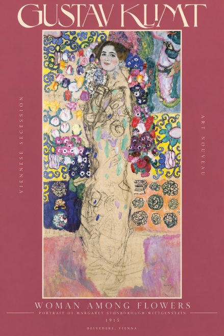 Klimt Woman Among Flowers No4 - Plakát