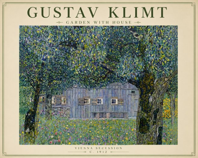 Klimt Garden with House No5 - Plakát