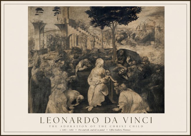 Leonardo da Vinci The Adoration of the Magi No5 - Plakát