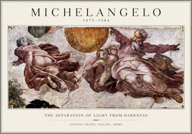 Michelangelo The Separation of Light from Darkness No3 - Plakát