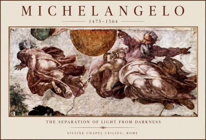 Michelangelo The Separation of Light from Darkness No5 - Plakát