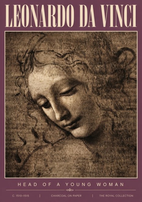 Leonardo da Vinci Head of a Young Woman II No4 - Plakát