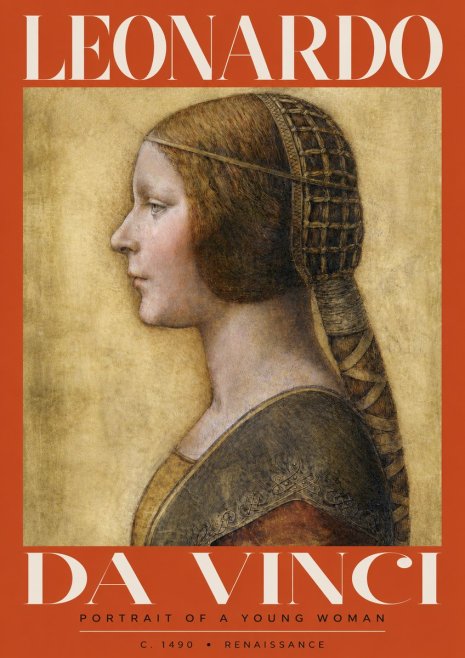 Leonardo da Vinci Portrait of a Young Woman II No3 - Plakát