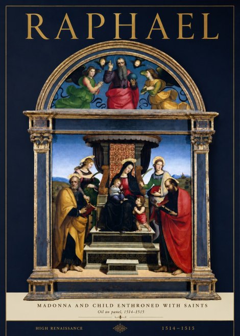 Raphael Madonna and Child Enthroned with Saints No2 - Plakát