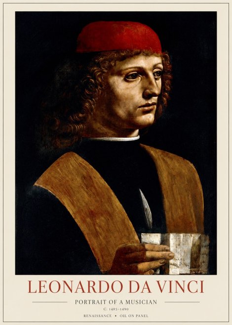 Leonardo da Vinci Portrait of a Musician No1 - Plakát