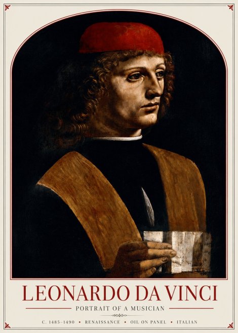 Leonardo da Vinci Portrait of a Musician No3 - Plakát