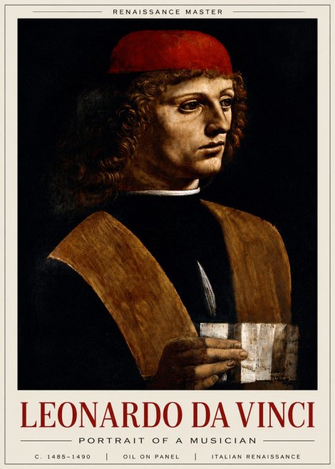 Leonardo da Vinci Portrait of a Musician No6 - Plakát