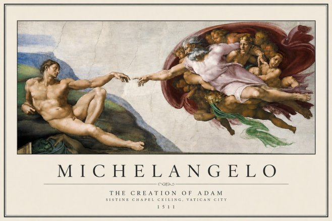 Michelangelo The Creation of Adam No3 - Plakát