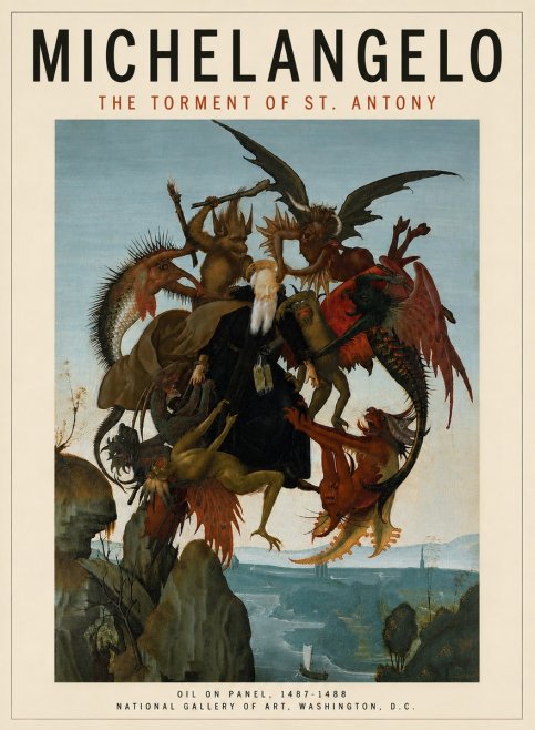 Michelangelo The Torment of St. Antony No5 - Plakát
