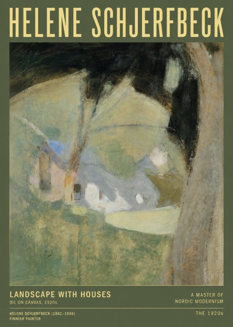 Helene Schjerfbeck Landscape with Houses No3 - Plakát