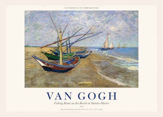 Van Gogh Fishing Boats on the Beach at Saintes-maries No1 - Plakát