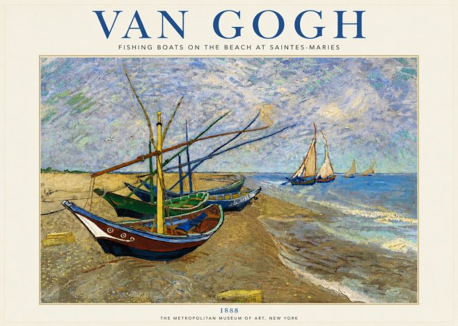 Van Gogh Fishing Boats on the Beach at Saintes-maries No4 - Plakát