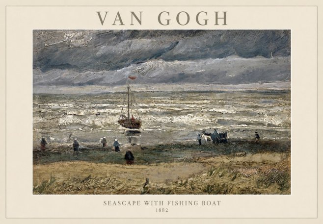 Van Gogh Seascape with Fishing Boat No1 - Plakát