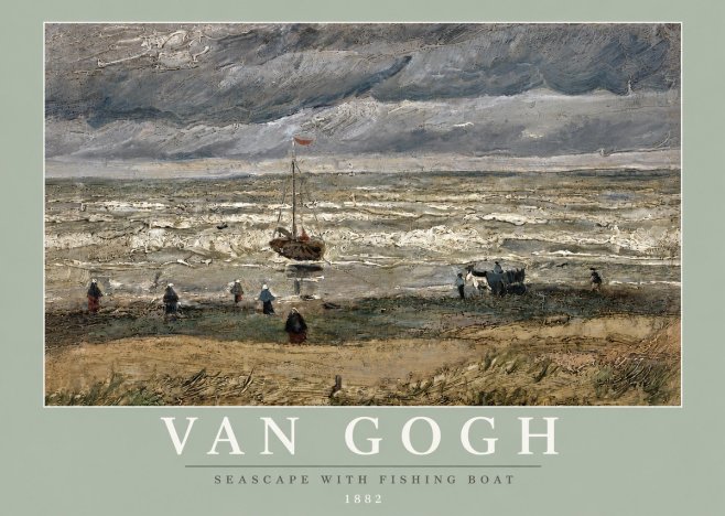 Van Gogh Seascape with Fishing Boat No3 - Plakát