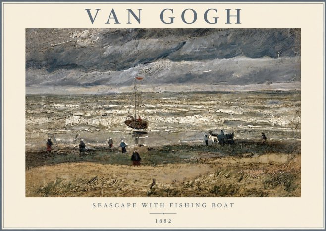 Van Gogh Seascape with Fishing Boat No4 - Plakát