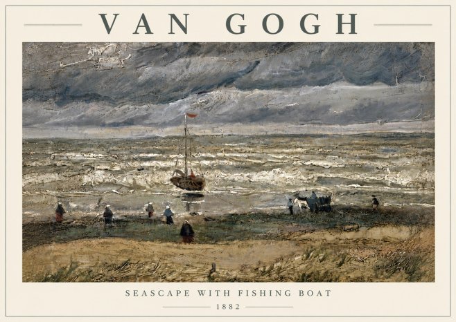 Van Gogh Seascape with Fishing Boat No6 - Plakát