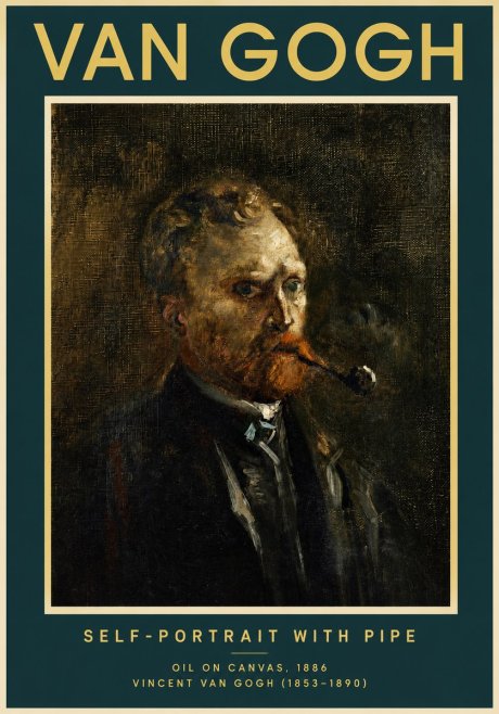 Van Gogh Self-portrait with Pipe No3 - Plakát
