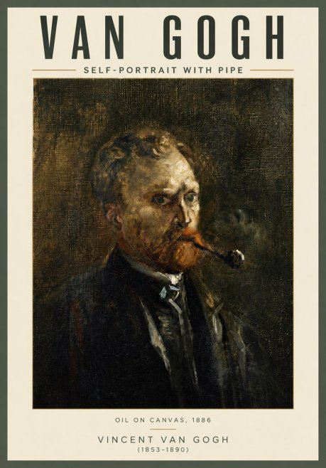 Van Gogh Self-portrait with Pipe No4 - Plakát