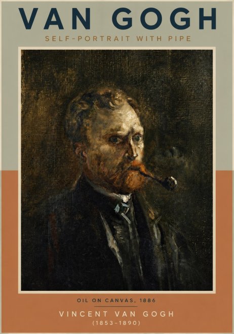 Van Gogh Self-portrait with Pipe No5 - Plakát