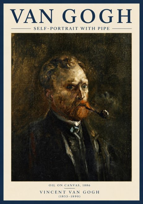 Van Gogh Self-portrait with Pipe No6 - Plakát