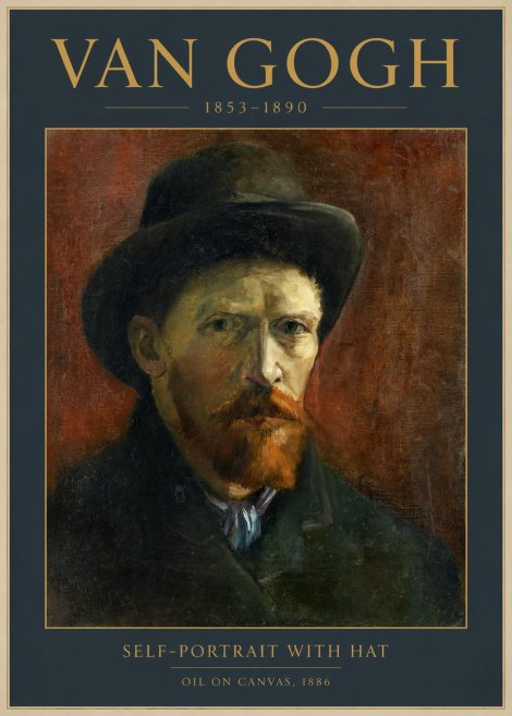 Van Gogh Self-portrait with Hat No1 - Plakát