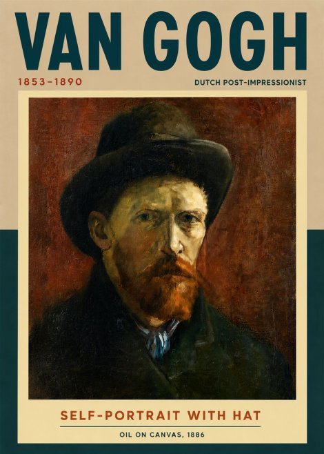 Van Gogh Self-portrait with Hat No5 - Plakát