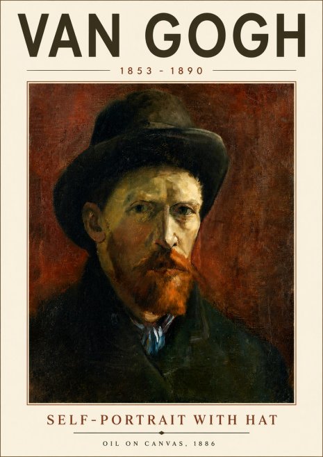 Van Gogh Self-portrait with Hat No6 - Plakát