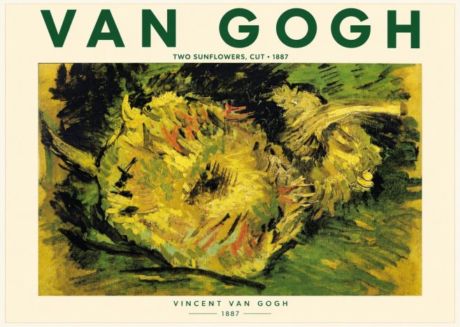 Van Gogh Two Sunflowers, Cut No4 - Plakát