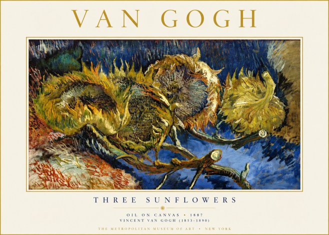 Van Gogh Three Sunflowers No3 - Plakát