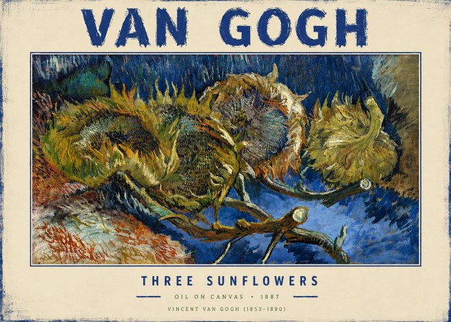 Van Gogh Three Sunflowers No4 - Plakát