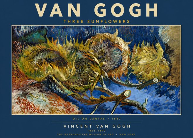 Van Gogh Three Sunflowers No5 - Plakát