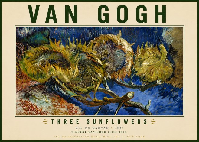 Van Gogh Three Sunflowers No6 - Plakát